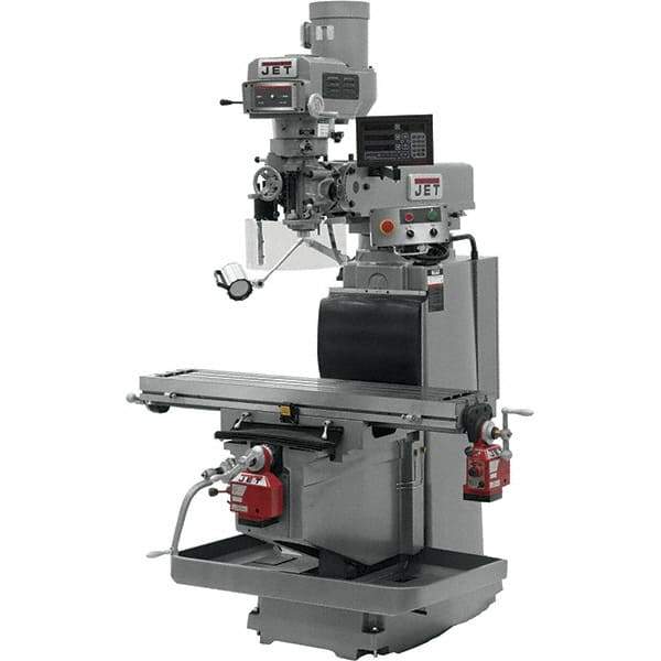 Jet - 54" Table Width x 12" Table Length, Electronic Variable Speed Control, 3 Phase Knee Milling Machine - R8 Spindle Taper, 5 hp - Apex Tool & Supply