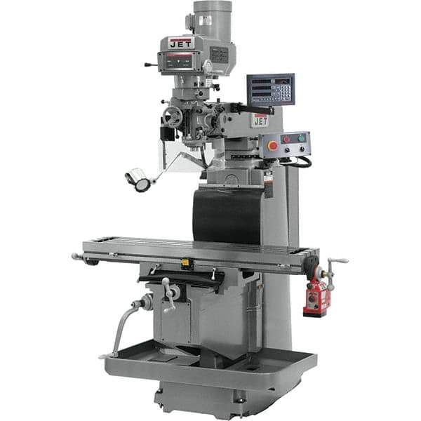 Jet - 54" Table Width x 12" Table Length, Electronic Variable Speed Control, 3 Phase Knee Milling Machine - R8 Spindle Taper, 5 hp - Apex Tool & Supply