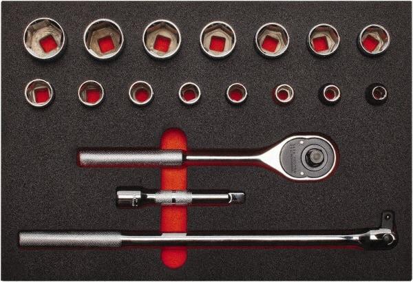 Proto - 18 Piece 1/2" Drive Chrome Finish Socket Set - 6 Points, 3/8" to 1-1/4" Range, Inch Measurement Standard - Apex Tool & Supply