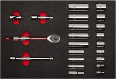 Proto - 22 Piece 3/8" Drive Chrome Finish Deep Well Socket Set - 12 Points, 3/8" to 7/8" Range, Inch Measurement Standard - Apex Tool & Supply