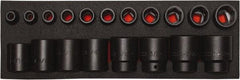 Proto - 19 Piece 1/2" Drive Black Finish Impact Socket Set - 6 Points, 3/8" to 1-1/2" Range, Inch Measurement Standard - Apex Tool & Supply