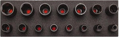 Proto - 15 Piece 1/2" Drive Black Finish Deep Well Socket Set - 6 Points, 3/8" to 1-1/4" Range, Inch Measurement Standard - Apex Tool & Supply