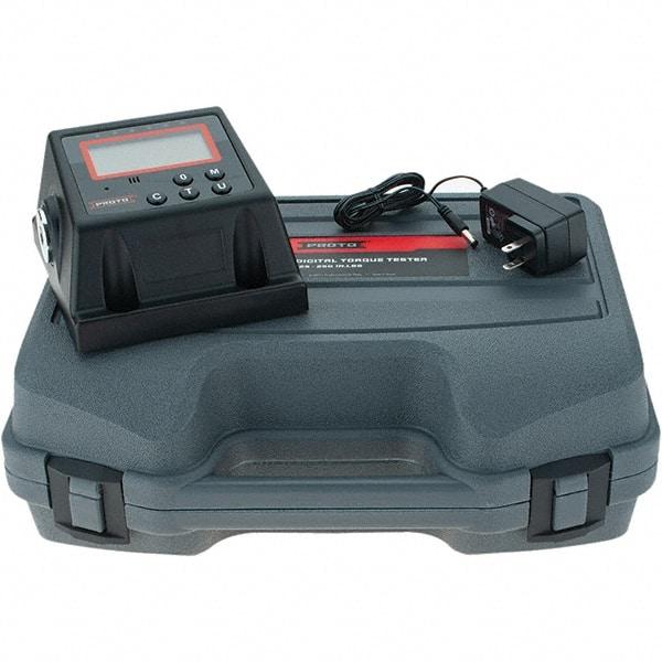 Proto - 25 to 250 In/Lb, Electronic Torque Tester - Accurate to ± 1% CW and ± 3% CCW Digit Accuracy, 5-5/8" OAL, 3/8" Drive - Apex Tool & Supply