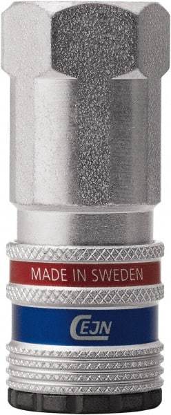 CEJN - 1/4 Female NPT ARO Pneumatic Hose Safety Coupler - Steel/Brass, 1/4" Body Diam - Apex Tool & Supply