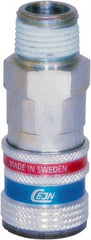 CEJN - 1/2 Male NPT ARO Pneumatic Hose Safety Coupler - Steel/Brass, 1/4" Body Diam - Apex Tool & Supply
