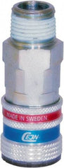 CEJN - 3/8 Male NPT ARO Pneumatic Hose Safety Coupler - Steel/Brass, 1/4" Body Diam - Apex Tool & Supply