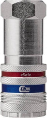 CEJN - 3/8 Female NPT Industrial Pneumatic Hose Safety Coupler - Steel/Brass, 1/2" Body Diam - Apex Tool & Supply
