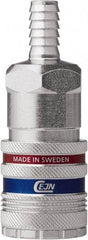 CEJN - Hose Barb Industrial Pneumatic Hose Safety Coupler - Steel/Brass, 1/2" Body Diam, 1/2" Hose ID - Apex Tool & Supply