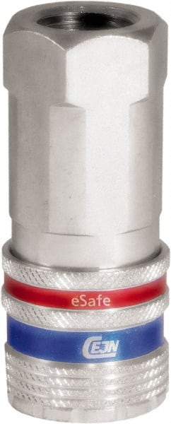 CEJN - 3/8 Female NPT Industrial Pneumatic Hose Safety Coupler - Steel/Brass, 3/8" Body Diam - Apex Tool & Supply