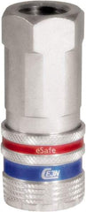 CEJN - 3/8 Female NPT Industrial Pneumatic Hose Safety Coupler - Steel/Brass, 3/8" Body Diam - Apex Tool & Supply