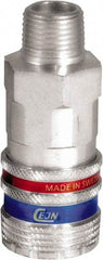 CEJN - 1/2 Male NPT Industrial Pneumatic Hose Safety Coupler - Steel/Brass, 3/8" Body Diam - Apex Tool & Supply