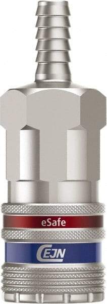 CEJN - Hose Barb Industrial Pneumatic Hose Safety Coupler - Steel/Brass, 3/8" Body Diam, 1/2" Hose ID - Apex Tool & Supply