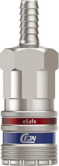CEJN - Hose Barb Industrial Pneumatic Hose Safety Coupler - Steel/Brass, 3/8" Body Diam, 1/2" Hose ID - Apex Tool & Supply