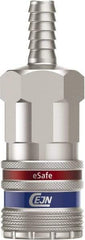 CEJN - Hose Barb Industrial Pneumatic Hose Safety Coupler - Steel/Brass, 3/8" Body Diam, 3/8" Hose ID - Apex Tool & Supply