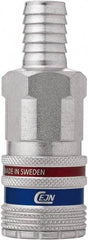 CEJN - Hose Barb European High Flow Pneumatic Hose Safety Coupler - Steel/Brass, 3/8" Body Diam, 1/2" Hose ID - Apex Tool & Supply