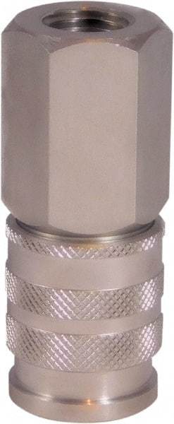 CEJN - 1/4 Female NPT Industrial Pneumatic Hose Coupler - Stainless Steel, 1/4" Body Diam - Apex Tool & Supply