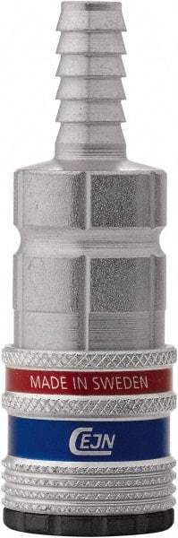 CEJN - Hose Barb ARO Pneumatic Hose Safety Coupler - Steel Zinc Plated, 1/4" Body Diam, 3/8" Hose ID - Apex Tool & Supply