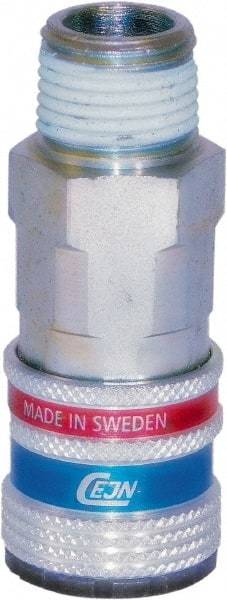 CEJN - 1/4 Male NPT ARO Pneumatic Hose Safety Coupler - Steel/Brass, 1/4" Body Diam - Apex Tool & Supply