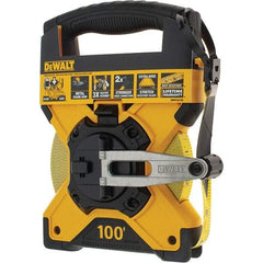 DeWALT - 100' x 3/4" Yellow Fiberglass Blade Tape Measure - 1/8" Graduation, Yellow/Black ABS Plastic Case - Apex Tool & Supply
