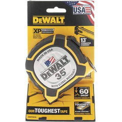 DeWALT - 35' x 1-1/4" Yellow Steel Blade Tape Measure - 1/16" Graduation, Yellow/Black ABS Plastic Case - Apex Tool & Supply