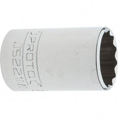Proto - 3/8" Drive, Intermediate Hand Socket - 12 Points, 1-25/32" OAL, Steel, Full Polish Finish - Apex Tool & Supply