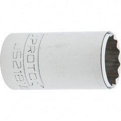 Proto - 3/8" Drive, Intermediate Hand Socket - 12 Points, 1-25/32" OAL, Steel, Full Polish Finish - Apex Tool & Supply