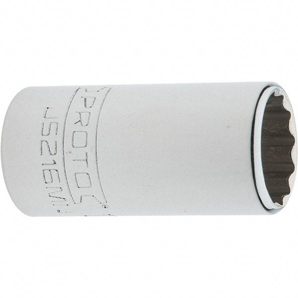 Proto - 3/8" Drive, Intermediate Hand Socket - 12 Points, 1-25/32" OAL, Steel, Full Polish Finish - Apex Tool & Supply