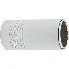 Proto - 3/8" Drive, Intermediate Hand Socket - 12 Points, 1-25/32" OAL, Steel, Full Polish Finish - Apex Tool & Supply