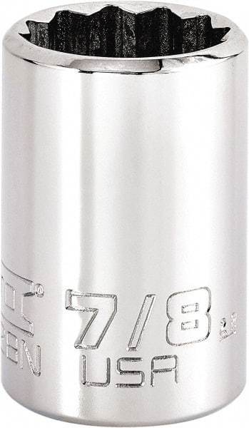 Proto - 7/8", 3/8" Drive, Intermediate Hand Socket - 12 Points, 1-47/64" OAL, Steel, Full Polish Finish - Apex Tool & Supply