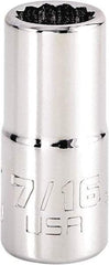 Proto - 7/16", 3/8" Drive, Intermediate Hand Socket - 12 Points, 1-25/32" OAL, Steel, Full Polish Finish - Apex Tool & Supply