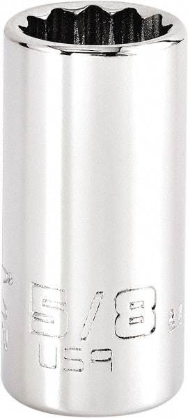 Proto - 5/8", 3/8" Drive, Intermediate Hand Socket - 12 Points, 1-15/64" OAL, Steel, Full Polish Finish - Apex Tool & Supply
