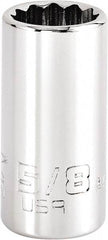 Proto - 5/8", 3/8" Drive, Intermediate Hand Socket - 12 Points, 1-15/64" OAL, Steel, Full Polish Finish - Apex Tool & Supply