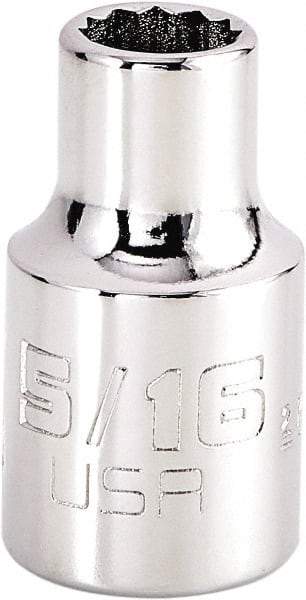 Proto - 5/16", 3/8" Drive, Intermediate Hand Socket - 12 Points, 1-15/64" OAL, Steel, Full Polish Finish - Apex Tool & Supply