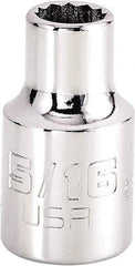 Proto - 5/16", 3/8" Drive, Intermediate Hand Socket - 12 Points, 1-15/64" OAL, Steel, Full Polish Finish - Apex Tool & Supply