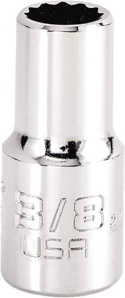 Proto - 3/8", 3/8" Drive, Intermediate Hand Socket - 12 Points, 1-15/64" OAL, Steel, Full Polish Finish - Apex Tool & Supply