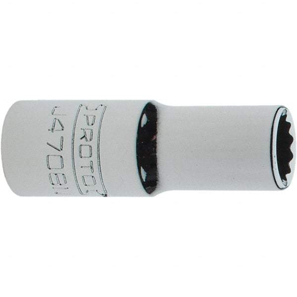 Proto - 1/4", 3/8" Drive, Intermediate Hand Socket - 12 Points, 1-15/64" OAL, Steel, Full Polish Finish - Apex Tool & Supply