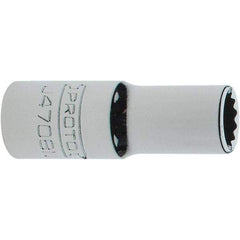 Proto - 1/4", 3/8" Drive, Intermediate Hand Socket - 12 Points, 1-15/64" OAL, Steel, Full Polish Finish - Apex Tool & Supply