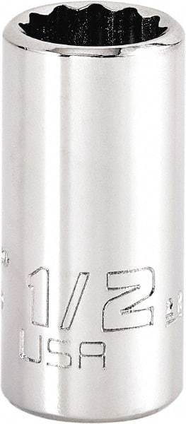 Proto - 1/2", 3/8" Drive, Intermediate Hand Socket - 12 Points, 1-15/64" OAL, Steel, Full Polish Finish - Apex Tool & Supply