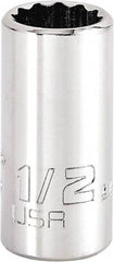 Proto - 1/2", 3/8" Drive, Intermediate Hand Socket - 12 Points, 1-15/64" OAL, Steel, Full Polish Finish - Apex Tool & Supply