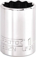 Proto - 1", 3/8" Drive, Intermediate Hand Socket - 12 Points, 1-47/64" OAL, Steel, Full Polish Finish - Apex Tool & Supply