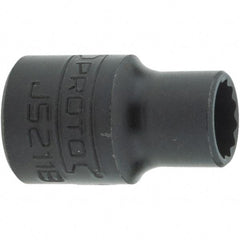 Proto - 11/32", 3/8" Drive, Intermediate Hand Socket - 12 Points, 1-7/64" OAL, Steel, Black Finish - Apex Tool & Supply