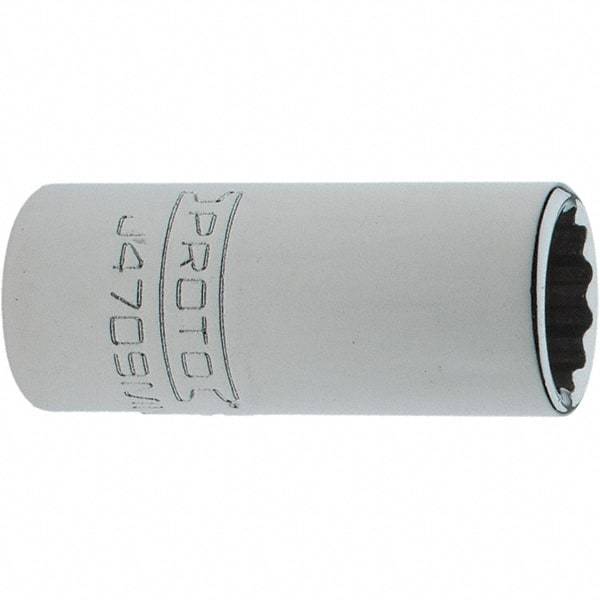 Proto - 1/4" Drive, Intermediate Hand Socket - 12 Points, 1-17/64" OAL, Steel, Full Polish Finish - Apex Tool & Supply