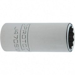Proto - 1/4" Drive, Intermediate Hand Socket - 12 Points, 1-17/64" OAL, Steel, Full Polish Finish - Apex Tool & Supply