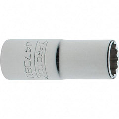 Proto - 1/4" Drive, Intermediate Hand Socket - 12 Points, 1-17/64" OAL, Steel, Full Polish Finish - Apex Tool & Supply