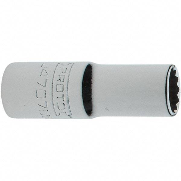 Proto - 1/4" Drive, Intermediate Hand Socket - 12 Points, 1-17/64" OAL, Steel, Full Polish Finish - Apex Tool & Supply
