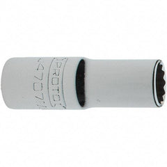 Proto - 1/4" Drive, Intermediate Hand Socket - 12 Points, 1-17/64" OAL, Steel, Full Polish Finish - Apex Tool & Supply
