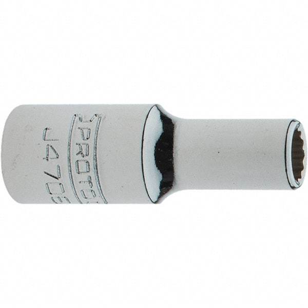 Proto - 1/4" Drive, Intermediate Hand Socket - 12 Points, 1-17/64" OAL, Steel, Full Polish Finish - Apex Tool & Supply