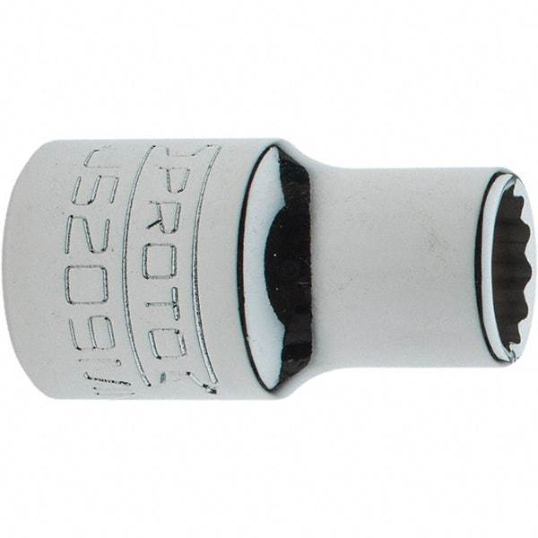Proto - 3/8" Drive, Intermediate Hand Socket - 12 Points, 1-17/64" OAL, Steel, Full Polish Finish - Apex Tool & Supply