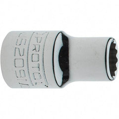 Proto - 3/8" Drive, Intermediate Hand Socket - 12 Points, 1-17/64" OAL, Steel, Full Polish Finish - Apex Tool & Supply