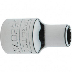 Proto - 3/8" Drive, Intermediate Hand Socket - 12 Points, 1-17/64" OAL, Steel, Full Polish Finish - Apex Tool & Supply